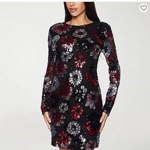 Premier Armour Floral Sequin Long Sleeve Dress formal cocktail size 10